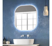 KAMALU - Specchio bagno led retroilluminato 60x70 cm cornice bianca | KAM-S6700B