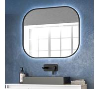 KAMALU - Specchio bagno led retroilluminato 60x70 cm cornice nera | KAM-S6700N