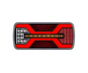 KAMAR Fanale Posteriore a LED X-SPIDER L2425 Universale 10-30V Lampada 5 Funzioni Freccia Stop Retromarcia Triangolo Smart Load Cavo IP67 Omologato E9 per Rimorchio Camion Trattore