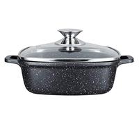 Kamberg 0008103 Casseruola Quadrata 32 x 32 cm, Fusione di Alluminio, Rivestimento in Pietra, Coperchio in Vetro, Compatibile con Tutti i Piani Cottura, Incluso Quello a Induzione, Senza PFOA