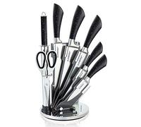 Kamberg 0008133 Set di 8 Coltelli in Acciaio Inox, Supporto Acrilico, Coltelli da Cucina, Effetto Pietra