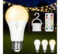 Kambo E27 LED Lampadina Ricaricabile con Telecomando, Lampadina Dimmerabile 7W con Batteria 3 Colori, Funzione Temporizzazione, per Campeggio o Illuminazione di Emergenza, 1 Pezzi
