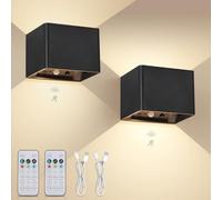 Kambo LED Applique Parete con Sensore di Movimento e Telecomando, 3 Colori 3000K 4500K 6500K, Ricaricabile a Batteria, per Interni Ingresso Scala Garage, 2 Pezzi