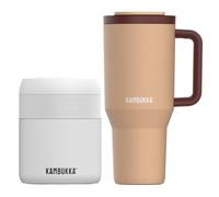 Kambukka Frozen Beige - Set RIO 950 ml con cannuccia + Thermos BORA 600 ml, acciaio inox, bevande fredde e ghiaccio, a prova di perdite, senza BPA