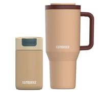 Kambukka Mellow Mocha - Set di bicchieri termici Rio con cannuccia da 950 ml + Olympus 300 ml, a prova di perdite, in acciaio inox, cannuccia, snapclean, senza BPA