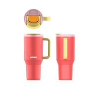 Kambukka RIO, Tazza Termica con Manico, 950 ml, Pink Papaya, Coperchio con Chiusura, Bicchiere Termico con Cannuccia, Acciaio Inox Tazza Termos, Coperchio Prova Perdite Tubi, termica per auto