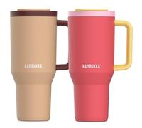 Kambukka Rio Thirsty for more set da 2 tazze termiche 950 ml con cannuccia, acciaio inox 18/8, senza BPA, ermetiche e ideali per bevande fredde