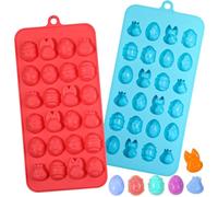 Kamehame Stampo in silicone per cioccolatini pasquali, 2 pezzi, 24 fori, coniglietto pasquale, stampi in silicone per uova di Pasqua, stampo per cioccolato, caramelle, decorazioni