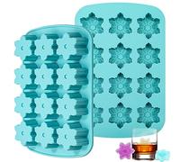 Kamehame Stampo in silicone per cubetti di ghiaccio, forma a fiocco di neve, 2 pezzi