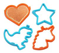 Kamehame Stampo in silicone per pancake, 4 pezzi, per padelle, antiaderenti, per pancake a forma di cuore, stella, unicorno, dinosauro
