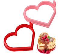 Kamehame Stampo per pancake a forma di cuore, in silicone, per uova fritte e pancake, 2 pezzi