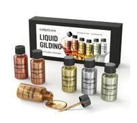 KAMENSKAYA Liquid Leaf Paint - Gilding Paint Set - Rich & English Gold, Silver, Bronze, Copper, White Gold - 6 pcs. 0.68 fl oz (20 ml) Each