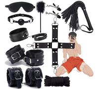 KaMieeg [10 Pezzi] Set di Attrezzature per L'allenamento Yoga Nero con Pelle Regolabile, Accessori per Lo Sport, Regalo Originale-K4