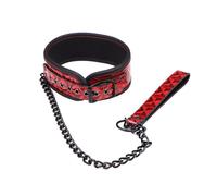 KaMieeg [Set di 1 Pezzo] Collare per Animali Domestici con Motivo A Diamante Rosso + Catena per Guinzaglio in Acciaio Inox Nero, Accessori Sportivi per L'allenamento Sportivo, Regalo Originale-K14