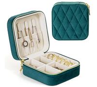 KAMIER Piccole scatole per gioielli per donne | Custodia portatile per gioielli da viaggio | Scatola organizzatrice per gioielli in pelle con disegno a filo per orecchini, anelli, collane