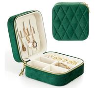 KAMIER Piccole scatole per gioielli per donne | Custodia portatile per gioielli da viaggio | Scatola organizzatrice per gioielli in pelle con disegno a filo per orecchini, anelli, collane