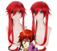 Kamigami No Asobi Loki Laevatein Parrucche Cosplay per Donna Uomo Unisex Parrucca Sintetica Treccia Lunga Dritto Capelli Finti Rosso Anime