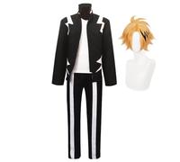 Kaminari Denki Costume Cosplay Con Parrucca MHA Costume di Halloween Nero Uniforme Set Completo Anime Gioco di Ruolo Abiti Partito Carnevale Suit