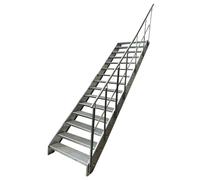 Kaminbau Mierzwa Scala in acciaio di alta qualità con ringhiera destra completamente zincata/15 gradini (larghezza 1400 mm) (altezza 285 cm) resistente alle intemperie