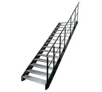 Kaminbau Mierzwa Scala in acciaio di alta qualità con ringhiera destra/guance e ringhiera, colore antracite, RAL 7016/15 gradini zincati (larghezza 1200 mm) (altezza 285 cm), resistente alle