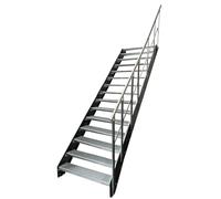 Kaminbau Mierzwa Scala in acciaio di alta qualità con ringhiera zincata a destra/guance antracite RAL 7016/15 gradini zincati (larghezza 600 mm) (altezza 285 cm) resistente alle intemperie