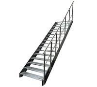 Kaminbau Mierzwa Scala in acciaio di alta qualità con ringhiera zincata a destra/guance antracite RAL 7016/16 gradini zincati (larghezza 800 mm) (altezza 304 cm) resistente alle intemperie