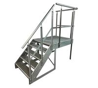 Kaminbau Mierzwa Scala per piedistallo di alta qualità, autoportante, 5 gradini, altezza 95 cm, con piedistallo 100 x 100 cm, con ringhiera zincata/orientamento scale sinistra/esterne