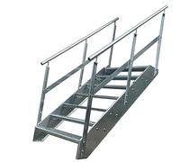 Kaminbau Mierzwa Scale con griglia in acciaio Premium 7 Gradini Completamente zincata con ringhiera su entrambi i lati - Dimensioni (L x L x H) 139cm x 100cm x 133cm, Galvanizzato