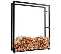 CLP Keri V2 - Supporto per legna da ardere, in metallo nero, dimensioni: 25 x 125 x 150 cm