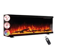 KAMINIO Camino elettrico LEA - Caminetto 3-in-1 con vista panoramica, riscaldamento, effetto fiamma 3D, 12 colori di fiamma, telecomando (36 pollici)