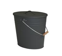 Kamino-Flam 333257 Contenitore per Carbone con Manico e Coperchio, Metallo, Nero, 14x14x33 cm