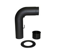 Kamino-Flam Set Tubi Stufa Senotherm, Set Tubo Canna fumaria da Tubo a Gomito con valvola a Farfalla, Fodera a Doppia Parete e Rosetta, Diametro ca. 15 cm, Nero Opaco