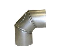 Kamino-Flam Tubo a gomito per stufa angolo 90°, tubo fumo con sportello, forno tubo in acciaio alluminato Ø 130 mm, testato secondo la norma EN 1856-2, argento