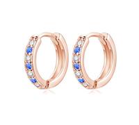 Kamise Orecchini a cerchio in argento 925 da ragazza, ipoallergenici, in argento 925, da donna, per dormire, cartilagine, piccoli orecchini a cerchio con bianco/acquamarina/fucsia/rosa/viola/zaffiro