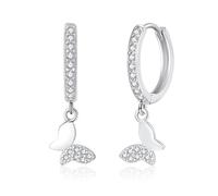 Kamise Orecchini a cerchio in argento, orecchini a cerchio in argento 925 per donne, orecchini a cerchio pendenti ipoallergenici con ciondolo a forma di stella, cuore e farfalla, orecchini a cerchio