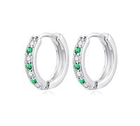 Kamise Orecchini a cerchio in argento Sterling per ragazze, orecchini in argento ipoallergenico per ragazze, orecchini a cerchio piccoli, graziosi orecchini a cerchio con zirconi bianchi/acquamarina