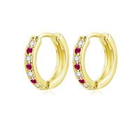 Kamise Orecchini a cerchio in argento Sterling per ragazze, orecchini in argento ipoallergenico per ragazze, orecchini a cerchio piccoli, graziosi orecchini a cerchio con zirconi bianchi/acquamarina