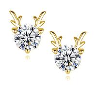 Kamise Orecchini a perno natalizi da donna, in argento Sterling 925, con fiocco di neve, renna, Babbo Natale, 8/10 mm, piccoli orecchini a perno per cartilagine, regalo per la vigilia di Natale