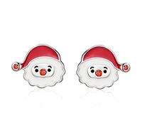 Kamise Orecchini a perno natalizi da donna, in argento Sterling 925, con fiocco di neve, renna, Babbo Natale, 8/10 mm, piccoli orecchini a perno per cartilagine, regalo per la vigilia di Natale