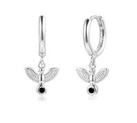 Kamise Orecchini pendenti in argento 925, in argento Sterling 925, con piuma/colomba della pace/succhietto del diavolo, orecchini da donna, ipoallergenici con zirconi, gioiello neutro, stile freddo