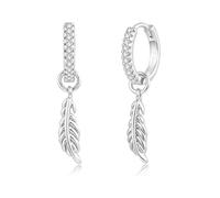Kamise Orecchini pendenti in argento 925, in argento Sterling 925, con piuma/colomba della pace/succhietto del diavolo, orecchini da donna, ipoallergenici con zirconi, gioiello neutro, stile freddo