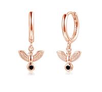 Kamise Orecchini pendenti in argento 925, in argento Sterling 925, con piuma/colomba della pace/succhietto del diavolo, orecchini da donna, ipoallergenici con zirconi, gioiello neutro, stile freddo