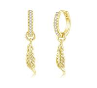 Kamise Orecchini pendenti in argento 925, in argento Sterling 925, con piuma/colomba della pace/succhietto del diavolo, orecchini da donna, ipoallergenici con zirconi, gioiello neutro, stile freddo