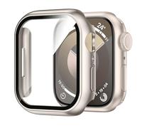 Kamita Impermeabile Custodia per Apple Watch Serie 9/8/7 45mm, PC Bumper Case con Protezione Dello Schermo in Vetro Temperato, Antiurto Copertura Protettiva per iWatch9/iWatch8/iWatch7 45 (Starlight)