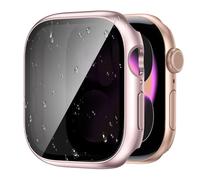 Kamita Privacy Impermeabile Custodia per Apple Watch Serie 10 46mm, Duro PC Bumper Case con Protezione Dello Schermo in Vetro Temperato Anti-spia, Antiurto Copertura Protettiva per iWatch 10 (Rosa)