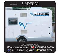 kamiustore Adesivo Mobilvetta per Camper, roulotte in Vinile - Kit 7 Adesivi componibili (Nero/Argento)