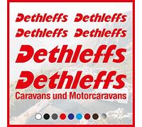 Kamiustore Adesivo Set Loghi “Dethleffs Logo” per Camper Caravan Roulotte e Barche, Multicolor, Logo, Uso Singolo, 6 Pezzi, Outdoor, Liscia, Vinile, PVC, Logotype
