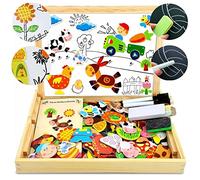 kamiustore Lavagna Magnetica 2 in 1 - Puzzle Magnetico per apprendimento con 108 pz