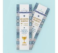 Kamiustore Segnaposto Segnalibro Maiolica Verticale per Prima Comunione Personalizzati con Nome e Data - Carta - 25 Pezzi