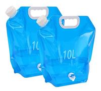 Kamiya 2 taniche pieghevoli da 10 l, con coperchio e valvola, tanica flessibile per acqua da 10 litri, per attività all'aperto, campeggio